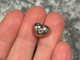 Pandora Vintage Herz Charm 925 Silber mit Stein, Top! 🩷✨