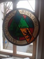 Landesschiessen Bern 1964 Glasbild, Kanton Bern Bär!