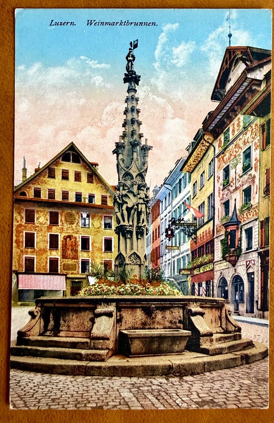Cartoline postali: Luzern - Weinmarktbrunnen 1915 – Usato da Lutry venduto da Ediego