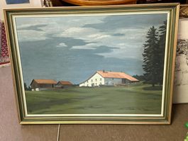 Tolles Oelgemälde Jura Juralandschaft monogrammiert