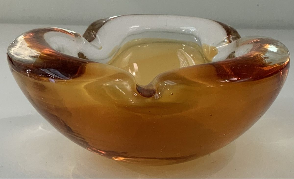 Murano Portacenere: Cendrier/vide poche en verre Cognac – Usato da rolle venduto da Tontonjulot 1