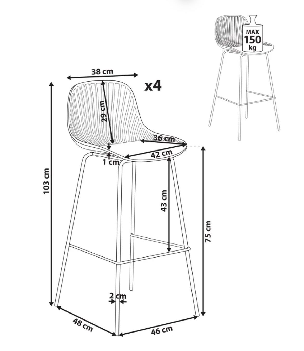 Hocker: Set mit 4 Barhocker NEU – Neu (gemäss Beschreibung) aus Horn von Ueli72 7