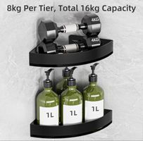 Corner shower shelf set 2 pieces black metal Neu
