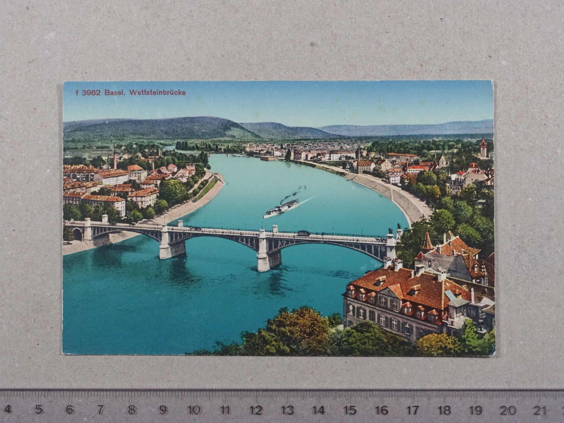 Cartoline postali: Basel, Wettsteinbrücke, Schiff – Usato da Lenzburg venduto da fh1