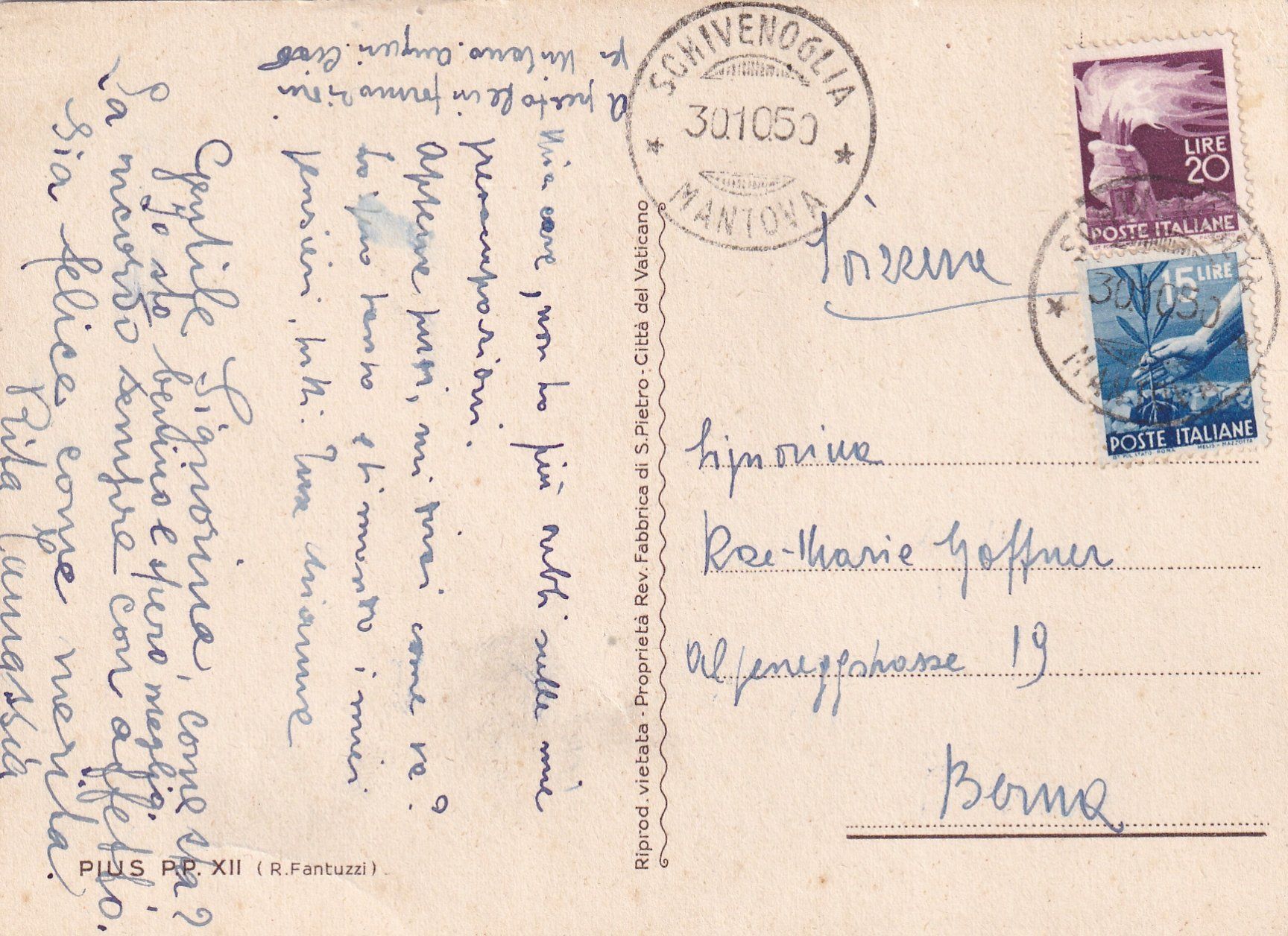Cartoline postali: Papst Pius XII /mp – Usato da Hombrechtikon venduto da Rudolf07 1
