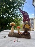 Holz Deko Wichtel mit Pilzen