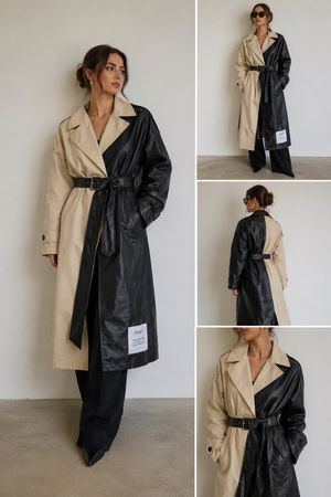 Statement Trenchcoat 2-Tone Beige Black  – Belte