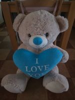 Plüschbär mit Herz I Love You beige 70 cm gebraucht