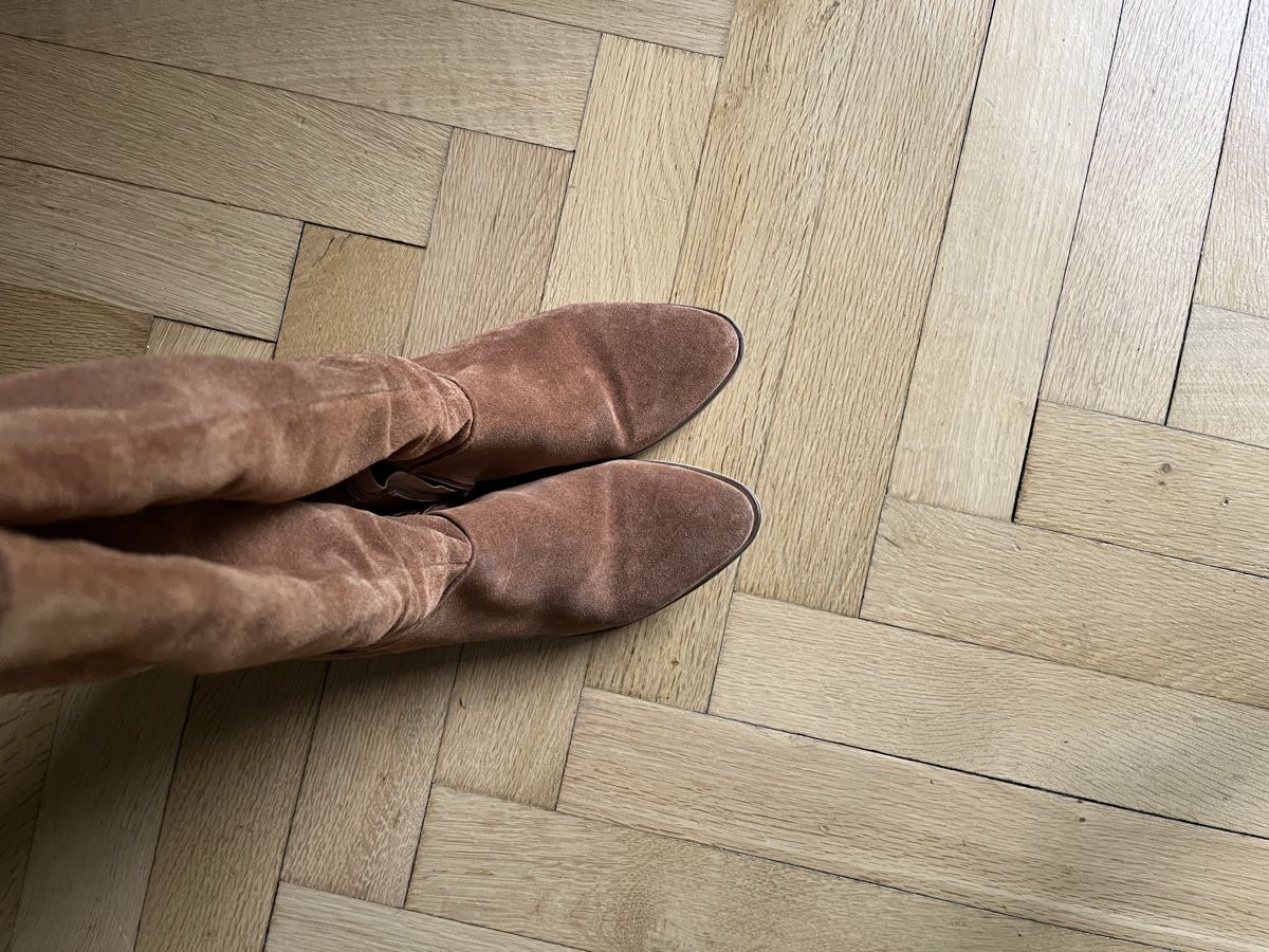Scarpe da donna: Wildlederstiefel, hellbraun, Grösse 42, Herbst/Winter – Usato da Basel venduto da Rookie1ch