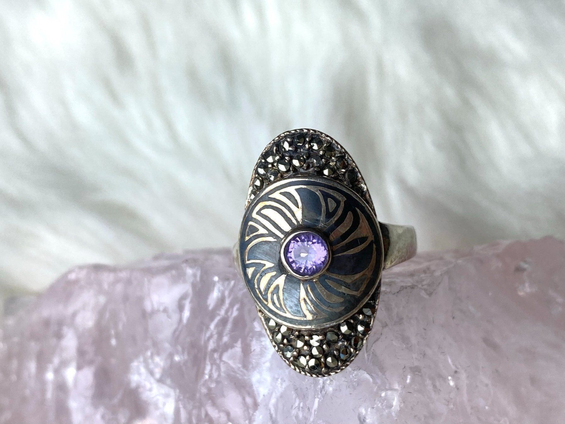 Anelli: Ring Silber 925 mit lila Stein – Usato da Istighofen venduto da Ringparadies