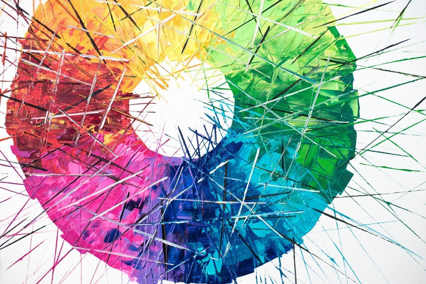 Dipinti: Acrylbild Kreis bunt abstrakt Unikat – Nuovo (secondo la descrizione) da Rheinau venduto da Sussel 2