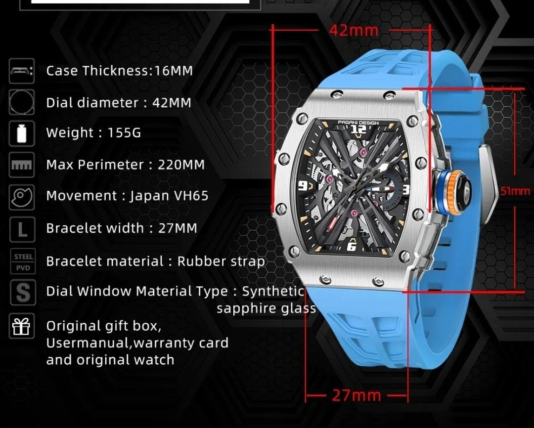 Pagani Design Orologi: Pagani Design Herrenuhr Uhr – Nuovo e nell'imballaggio originale da Suhr venduto da sjay.Cv 6