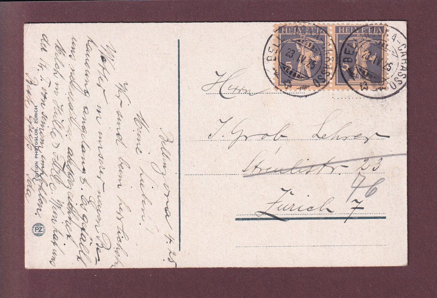 Cartoline postali: BELLINZONA - Castello Uri - 1925 – Usato da Pully venduto da nicecards 1