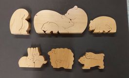 Vintage Design Naef Sabu Oguro Puzzle Panther Schaf Hase Bär