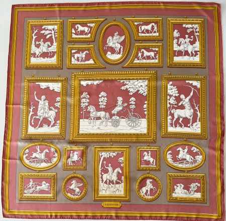 Superbe foulard HERMES-Paris "Wedgwood" 1974 +box original