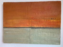 Bild modern orange gelb grün 50x70 Papierkunst