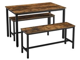 Esstisch Küchentisch-Set mit 2 Bänken LUNA