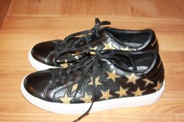 schwarze Leder Skechers Sneakers 39 mit goldenen Sternen