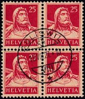 1921 Tellbrust Nr. 155 Viererbl. ADLISWIL 15.VIII.27, Attest