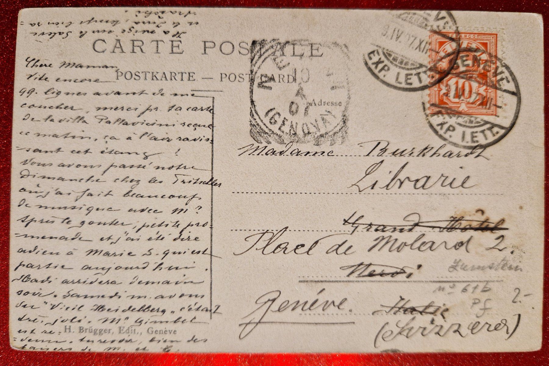Cartoline postali: Lac Léman - Genfersee "Effet de nuit" 1907 – Usato da Melchnau venduto da Fishel 1
