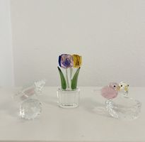3er Set Glasfiguren / Dekofiguren – Blumen, Schmetterling & 