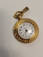 Taschenuhr Facit goldfarben  Blumenmuster Handaufzug Läuft