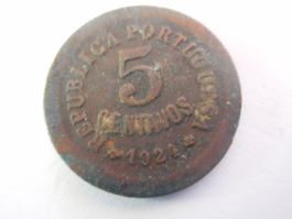 1924  5 Centavos Portugal antik