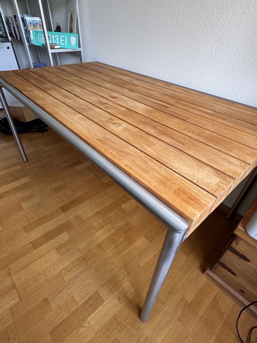Tische: Gartentisch Eiche mit Stahl Rahmen – Neu (gemäss Beschreibung) aus Winterthur von Skg123 1