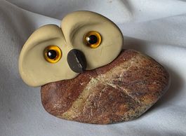 Eule Figur Naturstein Handgemacht siehe Foto 