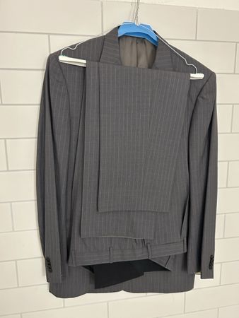 Corneliani Herren Anzug gestreift grau Grösse 56
