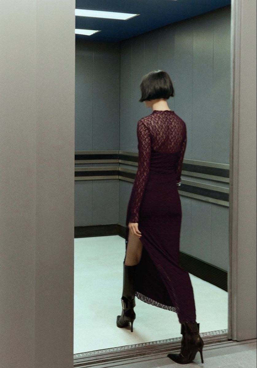 Vestiti: Bordeaux-farbenes Maxi Spitzenkleid , L – Usato da Birr venduto da savasdee 1