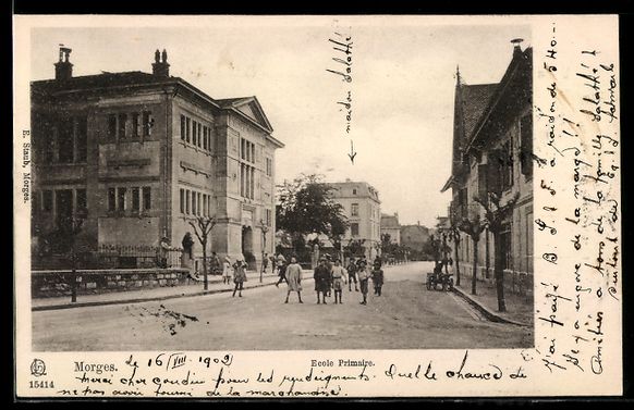 Cartoline postali: AK Morges, Ecole Primare – Usato da Berlin venduto da bartko-reher