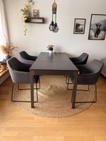 Esstischgruppe mit 4 Stühlen 120/180cm dunkelbraun