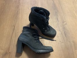 Stiefeletten Schnürstiefelette Leder Gefüttert Gr 37