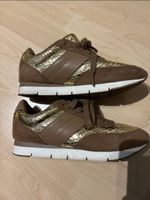 Calvin Klein Damen Sneakers, Gr. 38, Gold/Braun, Top Zustand