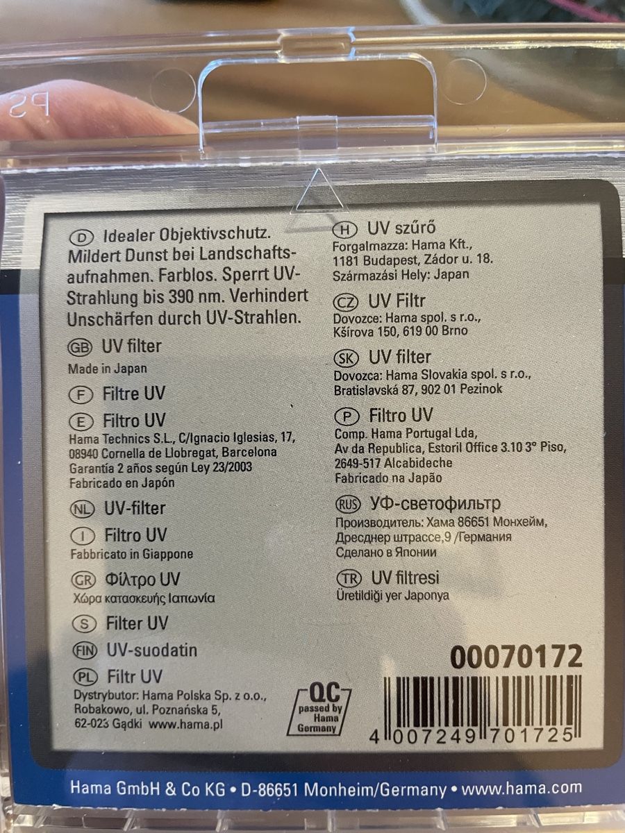 Hama Filtri: Kamera linse UV-Filter 72mm – Usato da Zuerich venduto da Kiamid 6