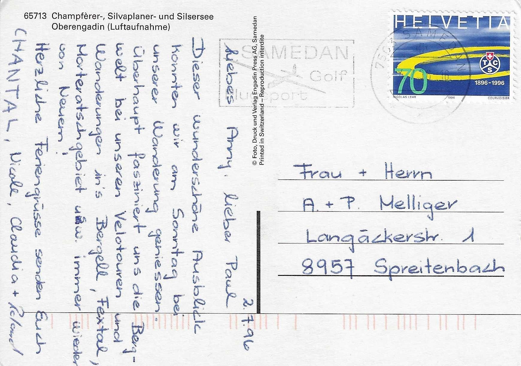 Cartoline postali: Champfèrer-Silvaplaner-und Silsersee GR – Usato da Rothrist venduto da Stranglehold 1