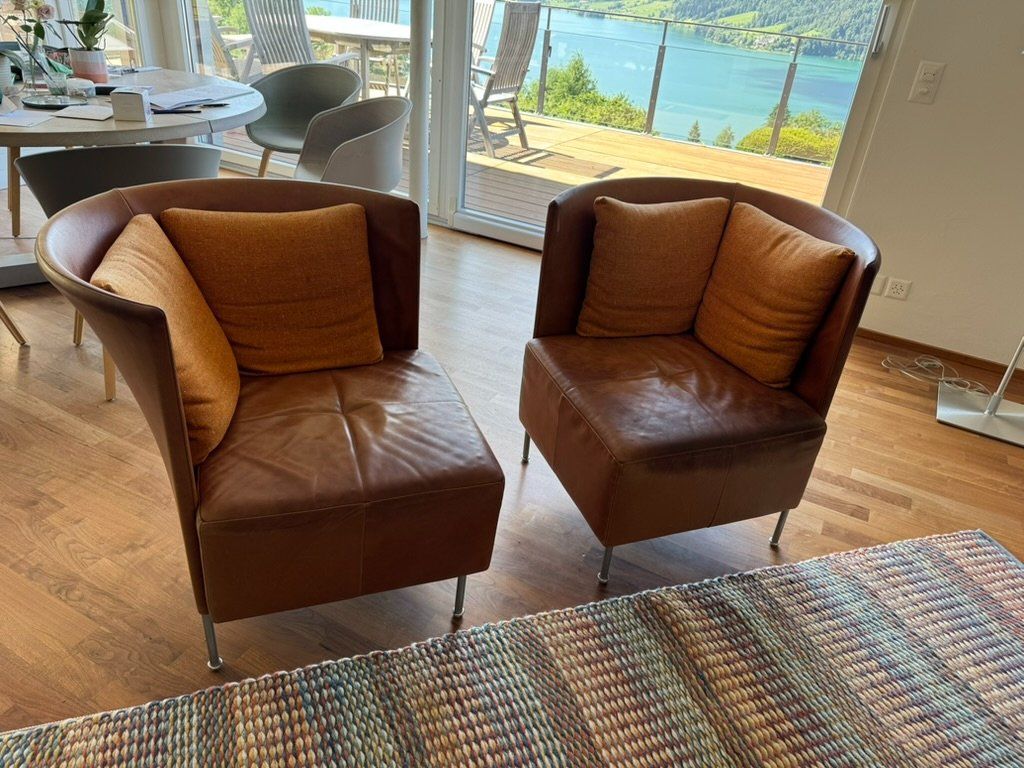 Poltrone: 2er-Set Montis High-End Design-Sessel | robustem Büffelleder – Usato da Oberageri venduto da iba_p68t 1