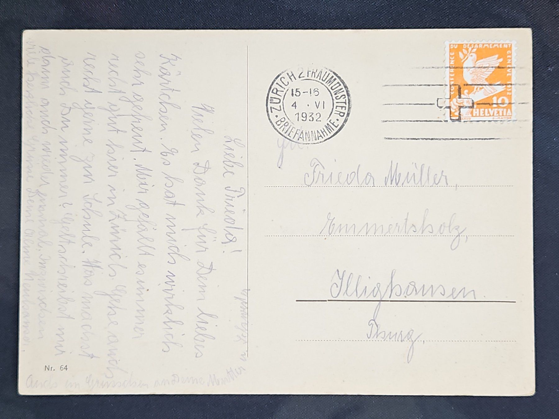Tutti i francobolli: CL23 Carte Postale + Timbre Suisse 1932 – Usato da Cousset venduto da Patrick_Collections