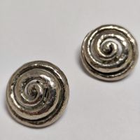 Vintage Clips Ohrringe Spirale Silberfarben Modernist #Z1