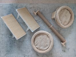 Katzenzubehör Kratzelemente Liegemulden Set beige