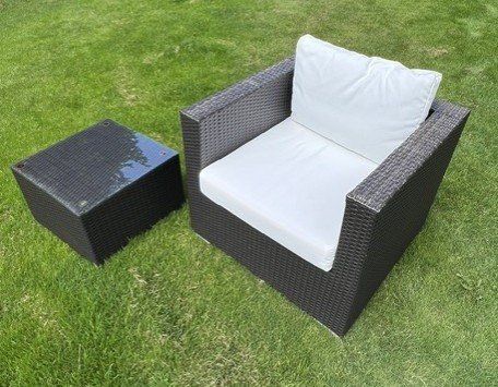Sessel: Gartensessel / Lounge  / Rattansessel mit Beistelltisch – Gebraucht aus Unterentfelden von Space463