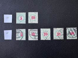 Portomarken 1883, KZ Typ A, Auswahl, gestempelt