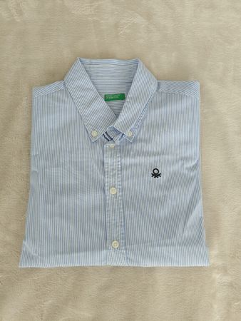 Benetton Hemd gestreift hellblau neuwertig