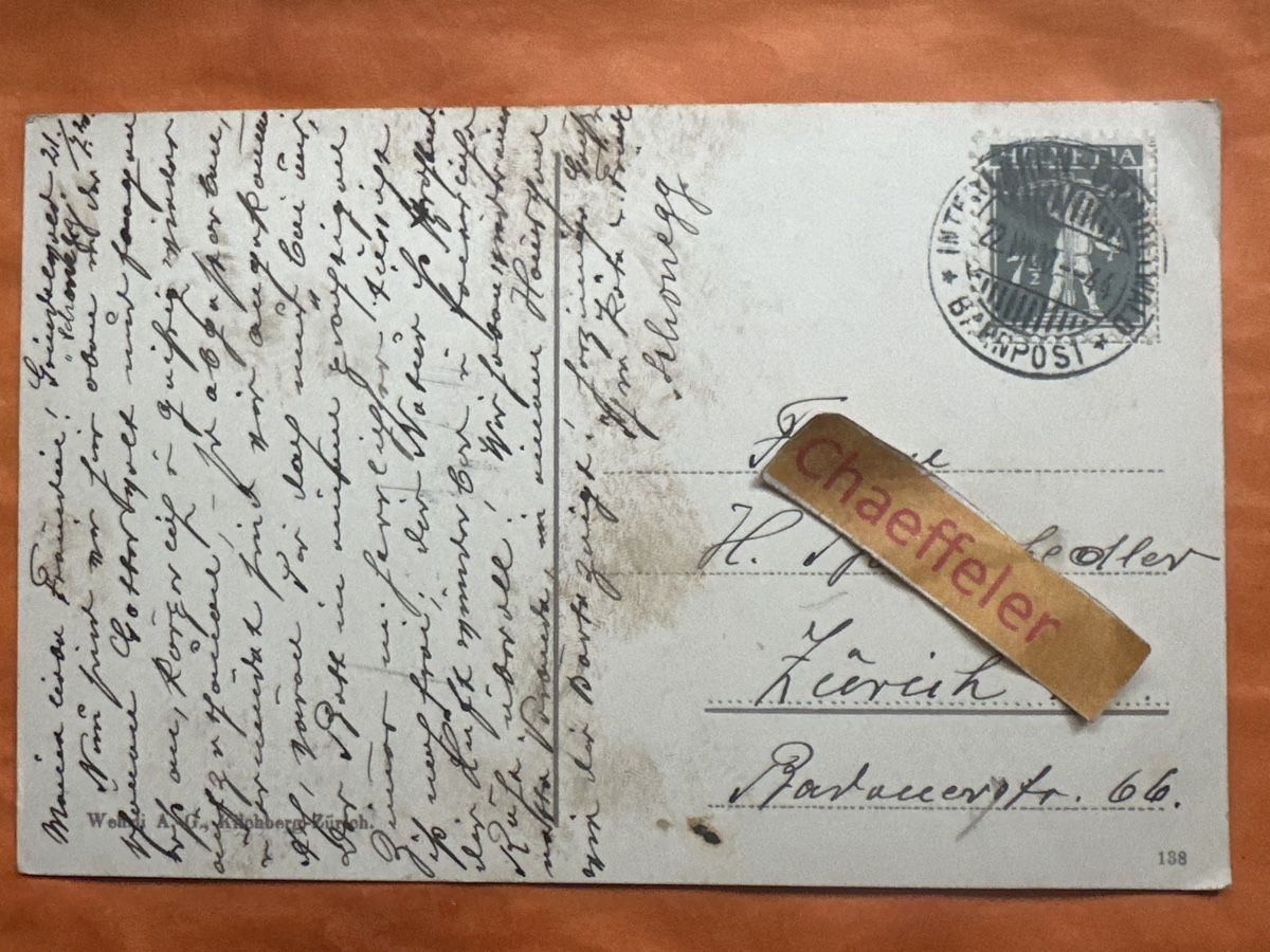 Cartoline postali: 1920 Grindelwald Wetterhorn  – Usato da Zürich venduto da Chaeffeler 1