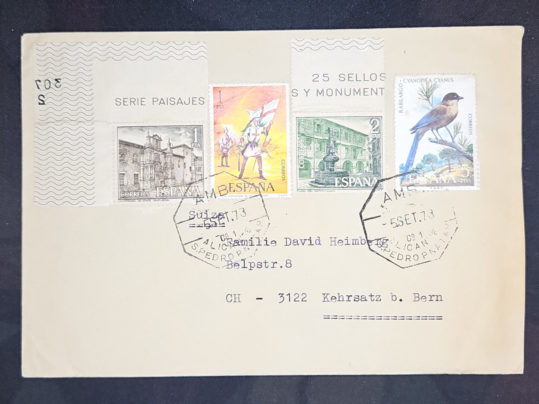 Tutti i francobolli: CL25 Enveloppe + Timbre Espagne 1973 – Usato da Cousset venduto da Patrick_Collections