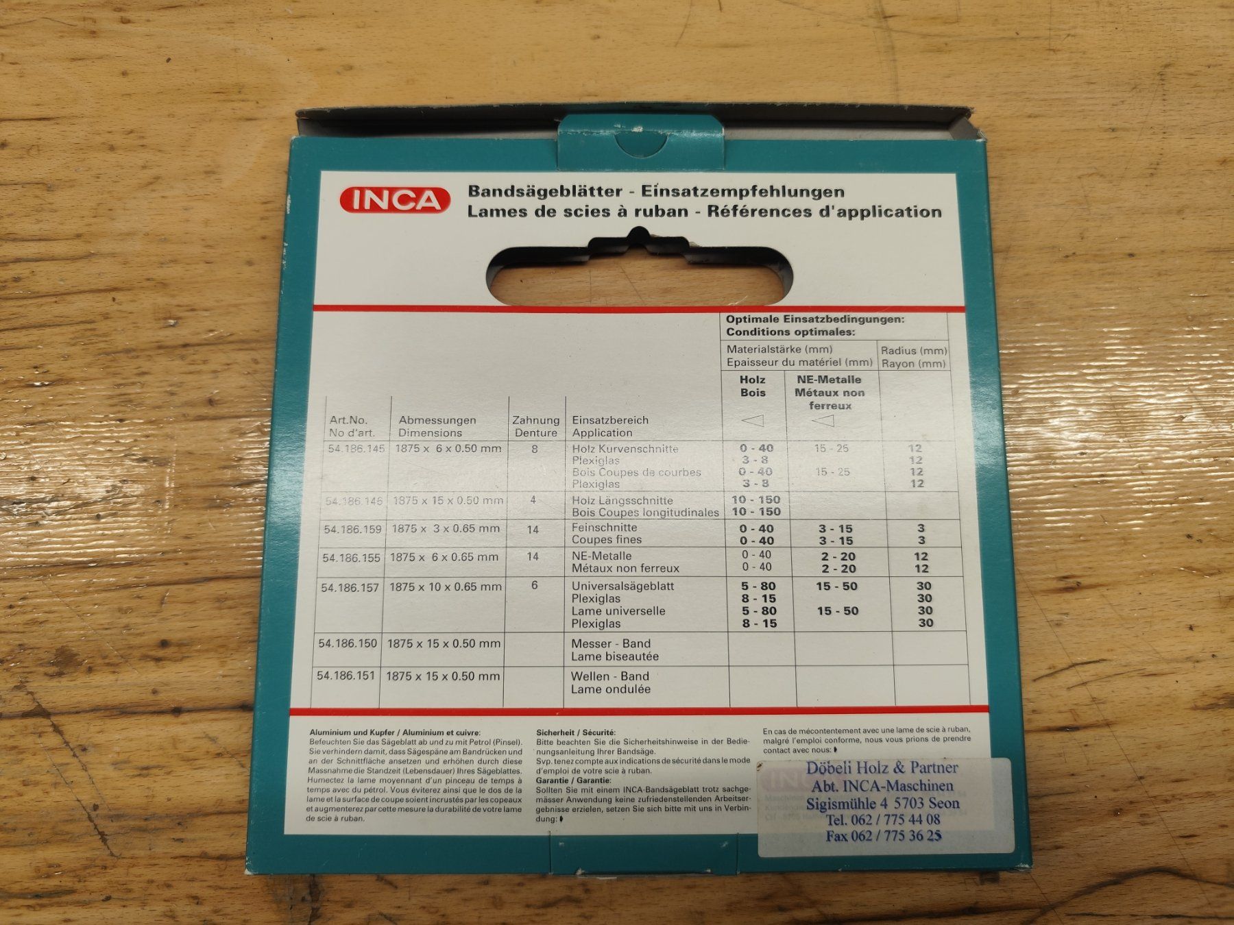 Inca Scies: INCA Bandsägeblatt – Neuf (Voir description) à Hellbühl par 30R_R30 1