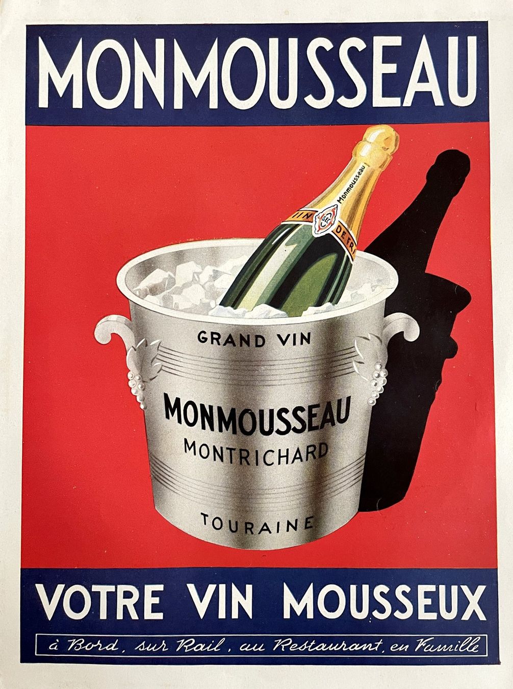 Grafica & Litografie: Monmousseau Sekt - Gerahmte Werbung / Publicité 1940 – Usato da Savagnier venduto da Ne2065 1