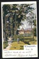 Colombier, Blick von einer Strasse auf d