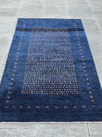 Design Wollteppich Gabbeh Baseri Blau 186 x 119 cm / Pfister